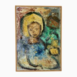 Gösta Falck, Girl, 1960s, Oil on Canvas, Framed