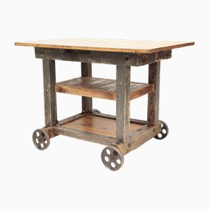 Table de Travail Industrielle sur Roulettes, Ancienne Tchécoslovaquie, 1960s