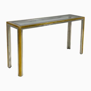 Italian Modern Console in Glass, Brass and Steel attributed to Nanda Vigo, 1970s