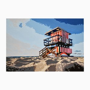 Carole Grandgirard, Miami Beach Lifeguard Stand, 2023, Olio su tela