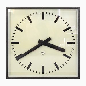 Industrial Square Railway Clock from Pragotron, 1980s