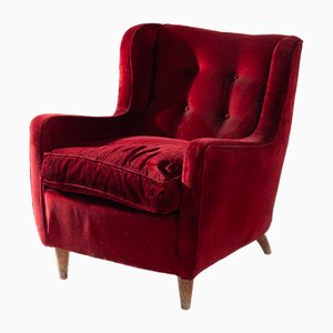 Fauteuil en Velours Rouge par Gio Ponti, 1950