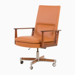 Chefschreibtisch für Sibast aus Palisander & Anilinbraunem Leder von Arne Vodder, Dänemark, 1960er