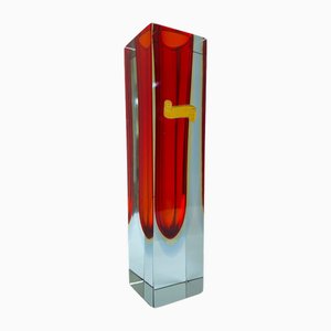 Large Italian Murano Glass Block Vase by Flávio Poli for Seguso, 1960s