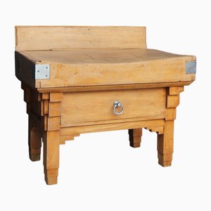 Vintage Art Deco Butcher Block Table, 1920s