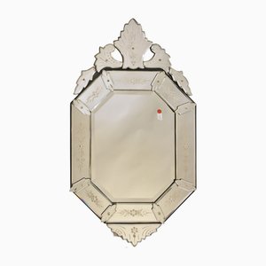 Miroir Vénitien Ancien avec Cadre en Verre, 20ème Siècle