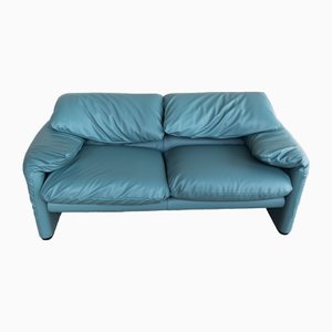 Sofá Maralunga en azul de Vico Magistretti para Cassina, años 2000