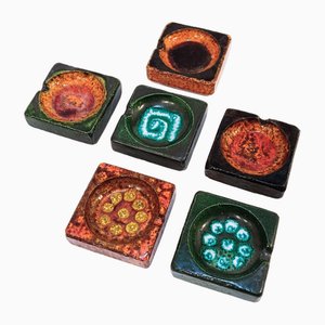 German Ceramic Ashtray Set from Scheurich, 1960s, Set of 6