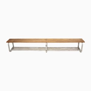 Industrial Oak and Steel Bench, 1980s