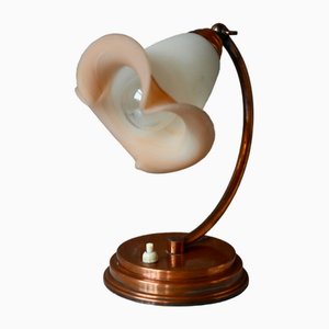 Lampe de Chevet Bohème en Verre Rose Givré