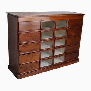 Vintage Dutch Oak and Mahogany Haberdashery Shop Cabinet, 1930s