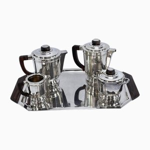 Versilbertes Art Deco Kaffeeservice, 1930er, 5er Set