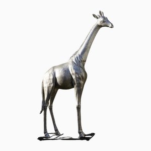 Lebensgroße Silberne Giraffenskulptur, 1990