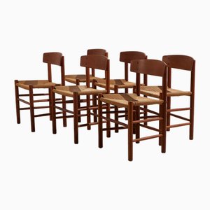 J39 Oak Dining Chairs by Børge Mogensen for FDB Møbler, 1960s, Set of 6