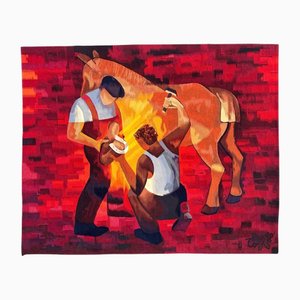 Großer moderner französischer Aubusson Wandteppich von Louis Toffoli, 1980er