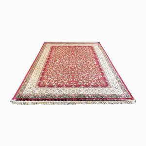 Großer roter Vintage Seidenteppich