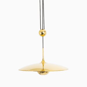 Adjustable Counterweight Brass Pendant Lamp by Florian Schulz, 1970s
