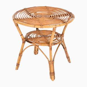 Mid-Century Italian Round Coffee Table in Rattan, Bamboo and Wicker, 1960s
