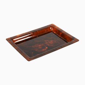 Vassoio da portata rettangolare in acrilico effetto tartaruga di Christian Dior, Italia, anni '70