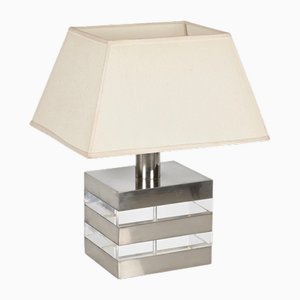 Lampada da tavolo Mid-Century in vetro acrilico e acciaio, Italia, anni '70