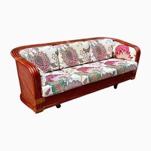 Bamboo and Rattan Sofa attributed to Maugrion for Roche Bobois, France, 1980s