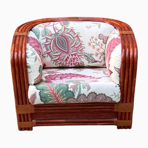 Bamboo and Rattan Armchair attributed to Maugrion for Roche Bobois, France, 1980s