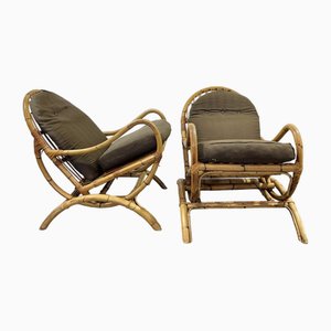 Fauteuils à Bascule en Bambou, 1970s, Set de 2