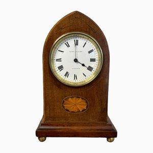 Horloge de Cheminée Édouardienne Antique en Acajou Marqueté en Bois Satiné par Mappin & Webb London, 1900