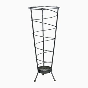 Chromed Steel Umbrella Stand with Spiral Decoration