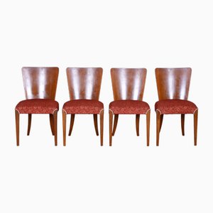 Art Deco Walnut Dining Chairs attributed to Jindrich Halabala for Up Zavody, 1940s, Set of 4