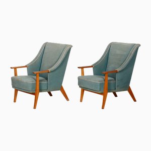 Set of Art Deco Armchairs in Beech, Denmark, 1940s