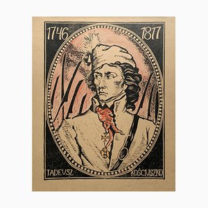 Boleslaw Gasinski, Tadeusz Kosciuszko, 1972, Woodblock Print & Paper