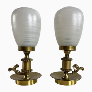 Mid-Century Brass and Murano Glass Table Lamps, 1950s, Set of 2