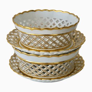 Antique Baskets with Under Plates, 1835, Set of 4