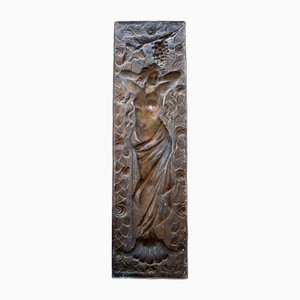 Jugendstil Messing Relief mit Blumenmotiv, 1908