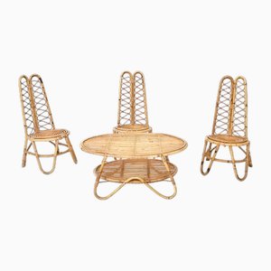 Italian Bamboo Garden Chairs, 1950s, Set of 3