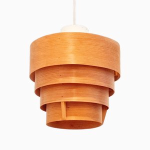 Mid-Century Scandinavian Pine Ceiling Light Pendant attributed to Hans-Agne Jakobsson for Ellysett Markaryd, Sweden, 1960s