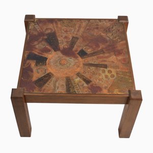 Mid-Century Coffee Table with Worked Copper Top