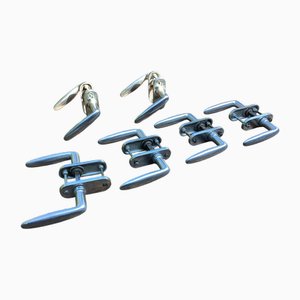 Bauhaus Door Handles in Aluminium, 1950s, Set of 6