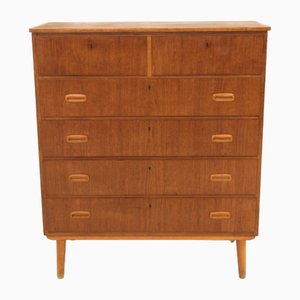 Cajonera escandinava Tallboy de teca, Suecia, años 50