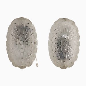 Crystal Glass Floral Medallion Wall Lights from Peill & Putzler, 1960s, Set of 2