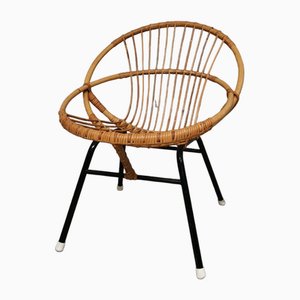 Mid-Century Rattan Relaxsessel, 1960er