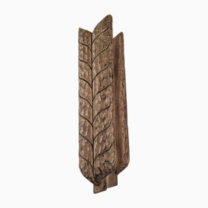 Double Door Handle in Hand Carved Wheat Ear Wood, 1900s