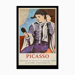 Poster litografico vintage Arlequin con specchio di Pablo Picasso, 1971