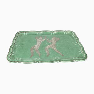 Argenta Tray for Gustavsberg with Art Deco Decoration in Silver by Wilhelm Kåge