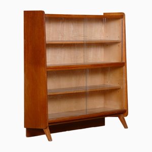 Mid-Century Bookcase in Oak with Glass Doors, 1950s