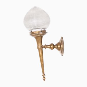 Brass Gec / Holophane Acorn Torchiere Uplighter Wall Lamp, 1920s
