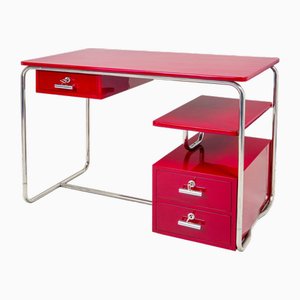 Roter Bauhaus Schreibtisch aus Lackiertem Holz, Deutschland, 1930er