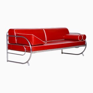 Divano Bauhaus in pelle attribuito a Robert Slezak, anni '30