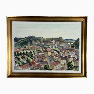 Jean Ordonneaud, Provence, 1980er, Glas & Holz & Leinwand, Gerahmt